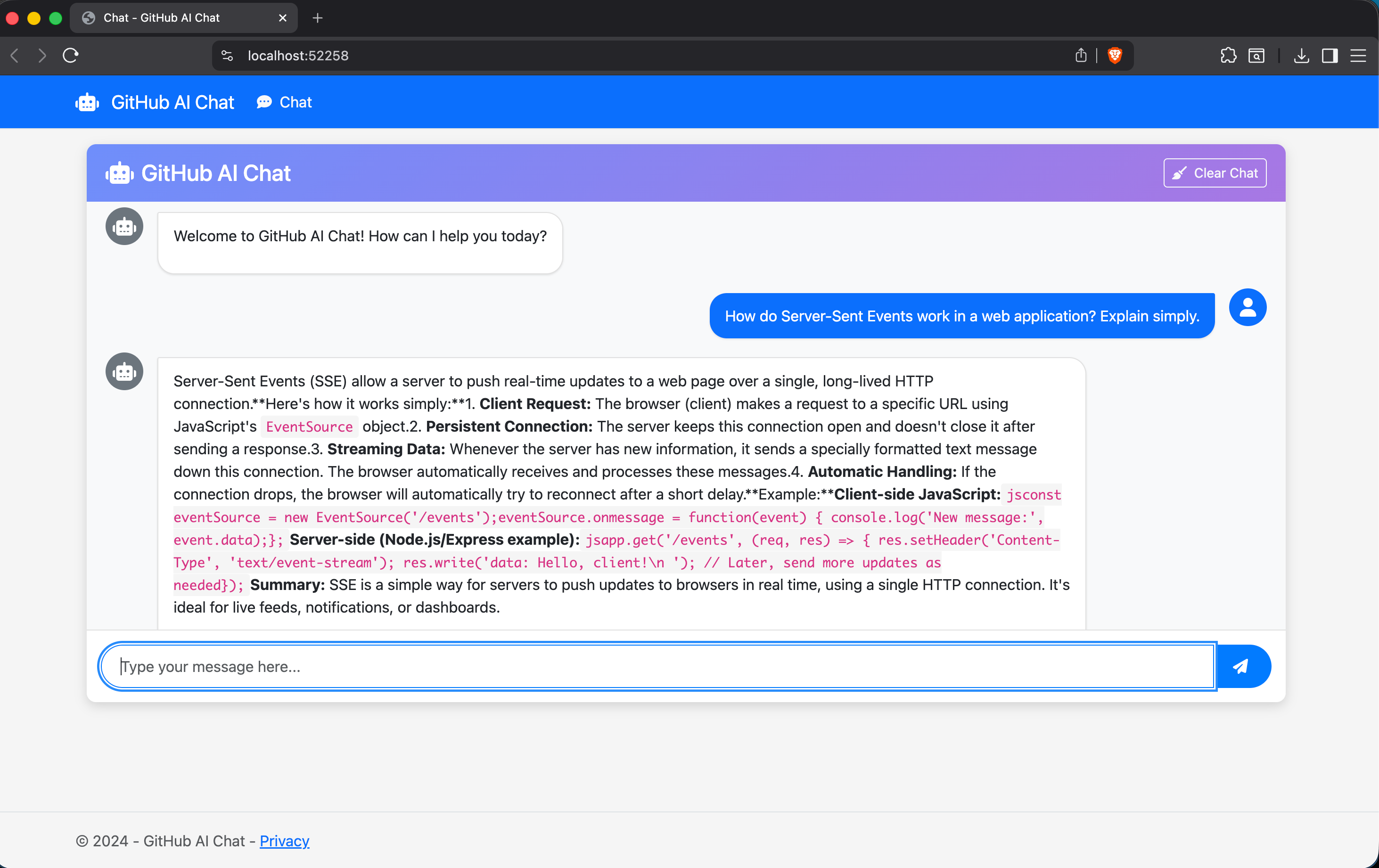 GitHub AI Chat App
